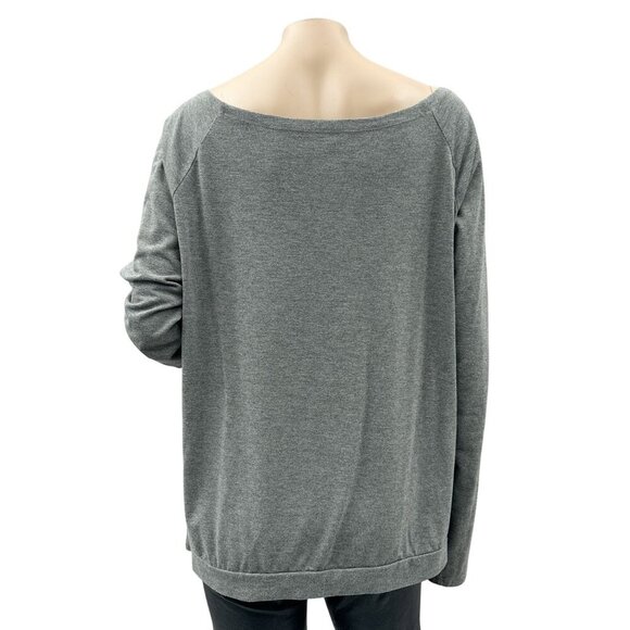 Slouchy Scoop Neck Long Sleeve Loose Fit‎ Sweater Pullover Heather Gray Womens L - Picture 2 of 10